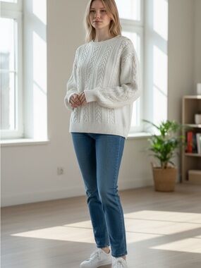 Banana Republic Cozy Cable Knit  shoulder button sweater